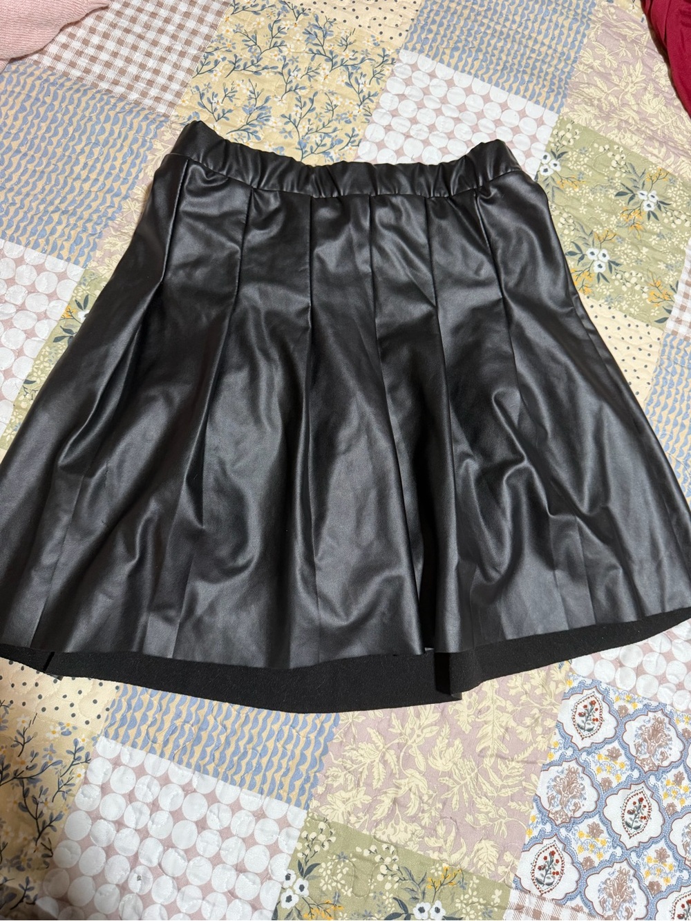 Olive & Oak Black Faux Leather Skater Skirt